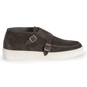 Mocassin 137115 en daim gris tourterelle avec double boucle